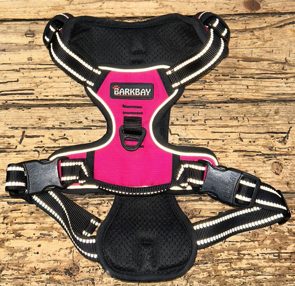 BarkBay Adjustable No-Pull Dog Harness Reflective Pink/Black Size L